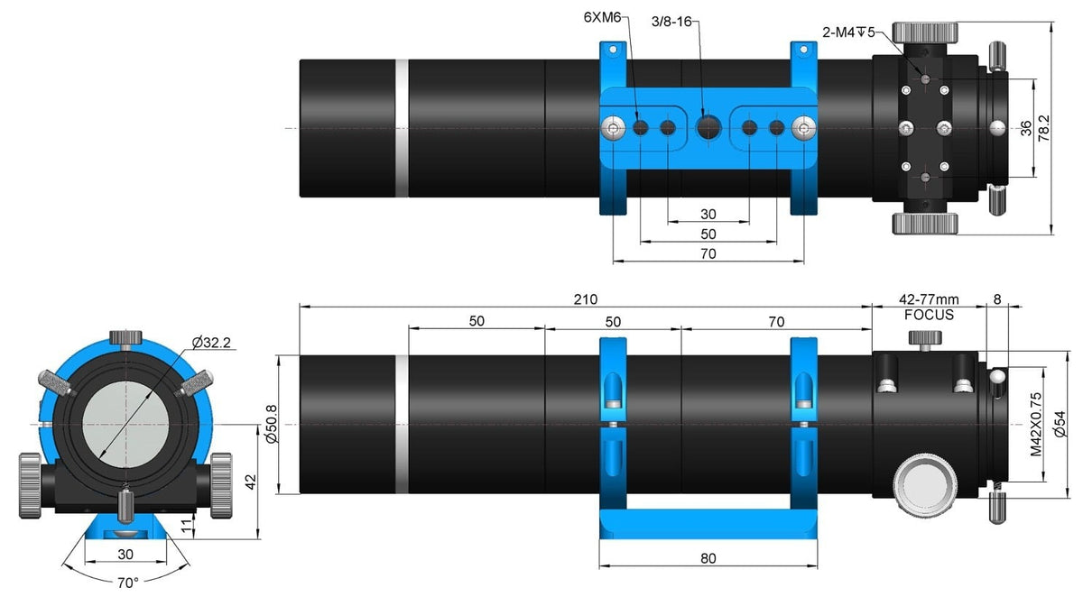 GIORDANO® FS-250AR – Telescopio Guida 250mm f/5.6 con Anelli di supporto in Alluminio - immagine 4