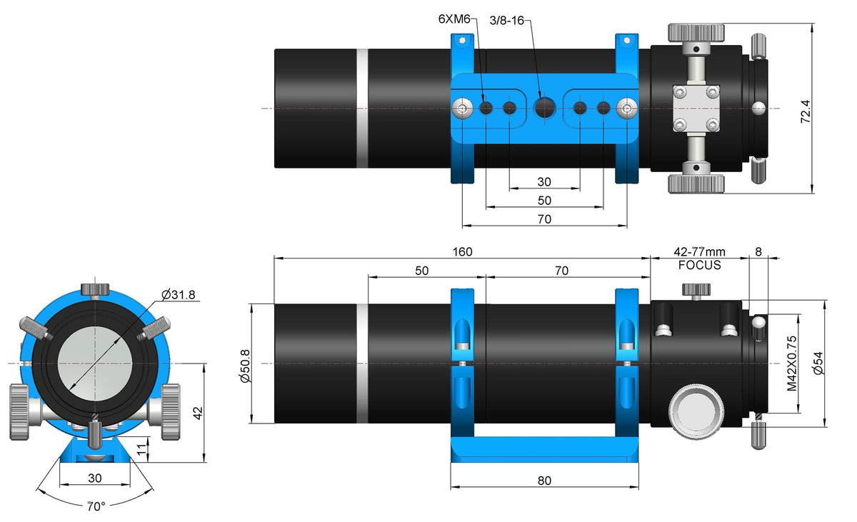 GIORDANO® FS-200AC – Guide Scope 45mm f/4.5 Universale per Autoguida Astrofotografia - immagine 4