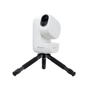 ZWO Seestar S50 Pro: vista tre quarti sinistra con obiettivo apocromatico da 50 mm