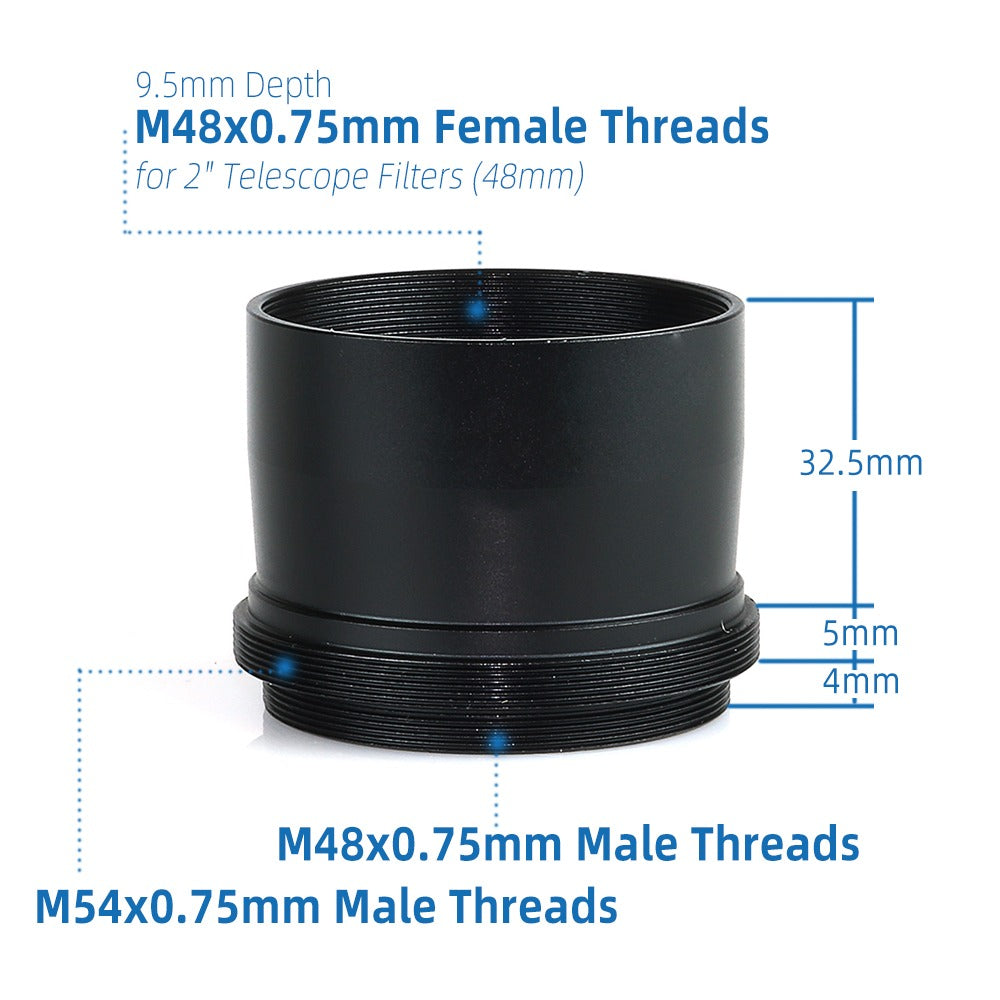 Take adattatore per telescopio da 2 pollici a M48 M54x0,75 mm in metallo