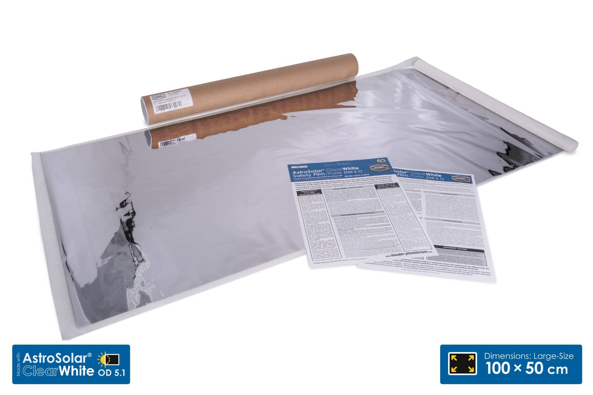 AstroSolar® ClearWhite Safety Film OD 5.1 (100x50, 117x117cm) Filtro Solare (Luce Bianca)