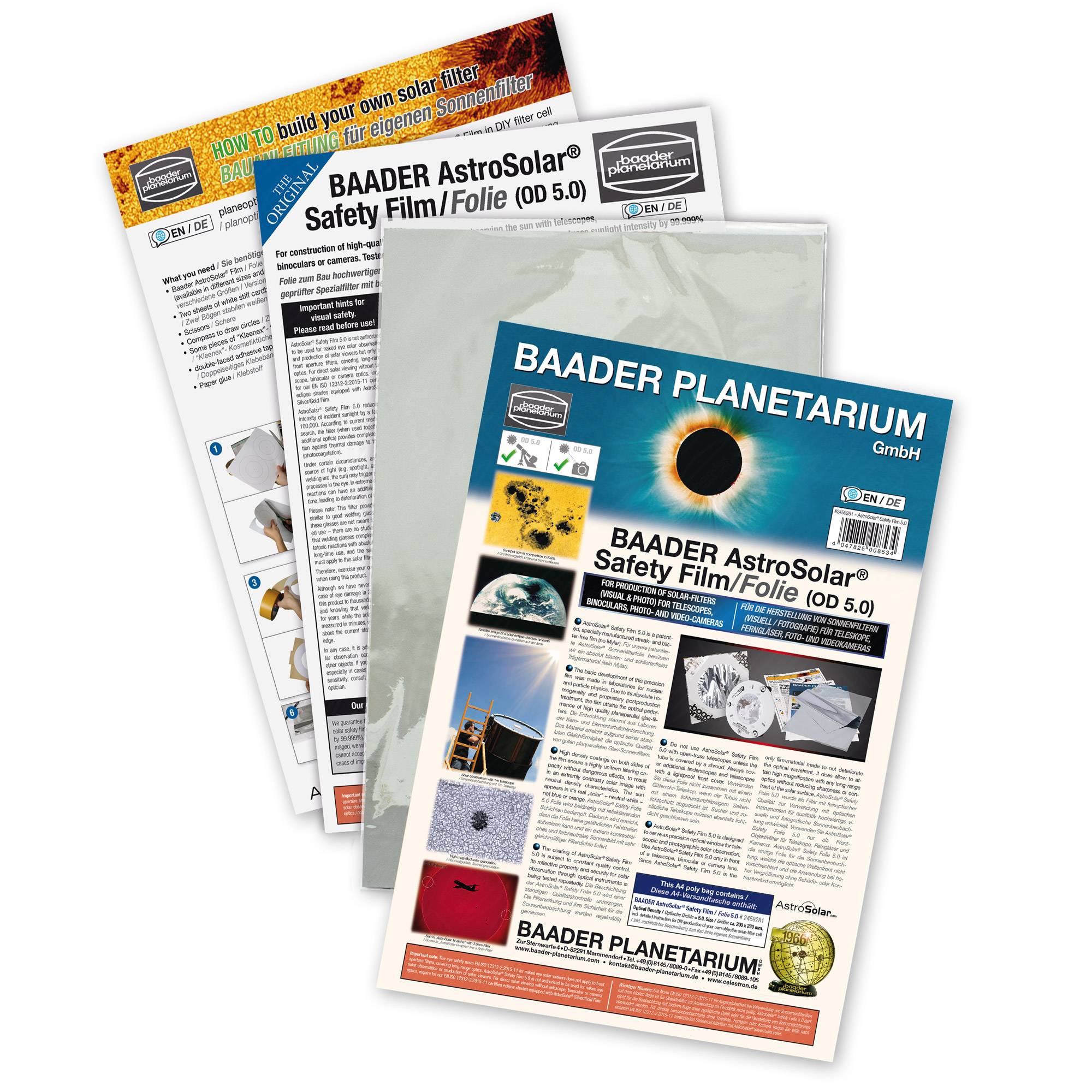 AstroSolar® Safety Film OD 5.0 (ECO-size, 20x29, 100x50, 117x117 cm) Filtro Solare (Luce Bianca)