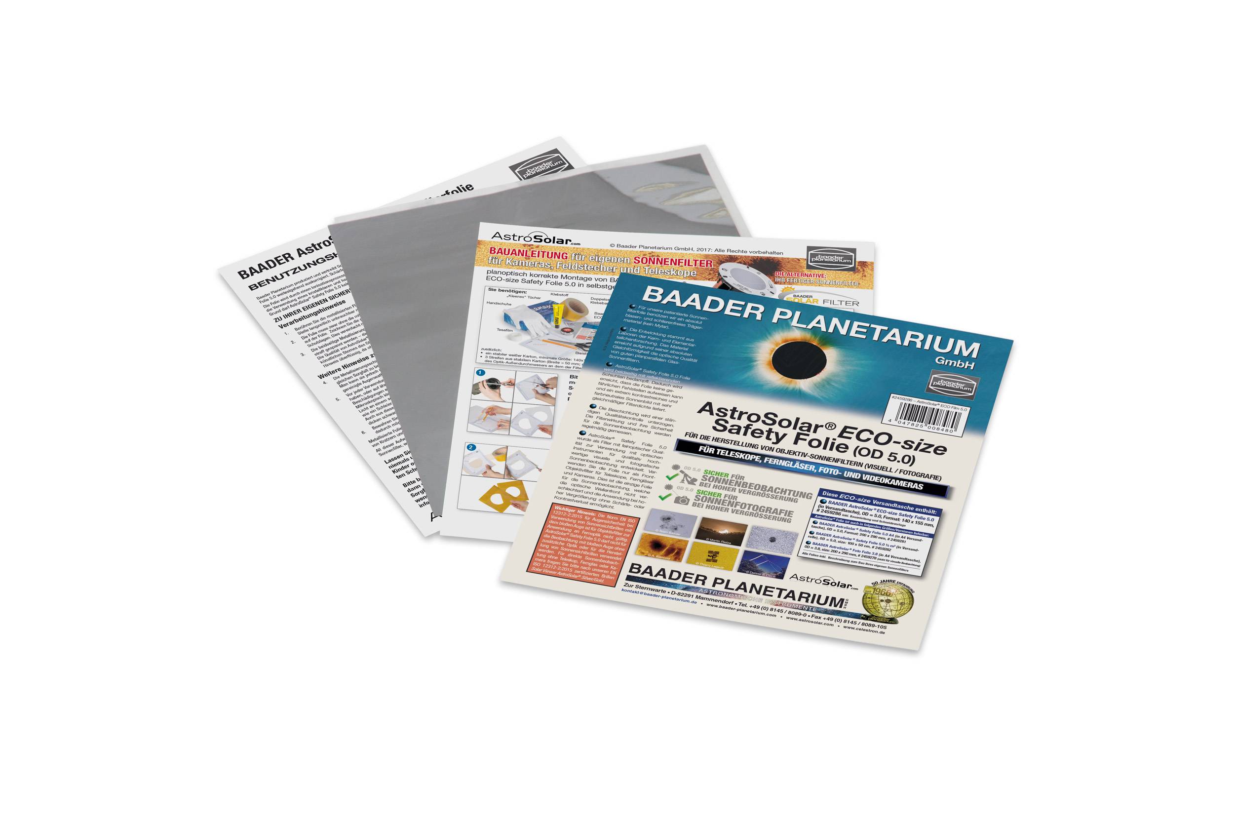 AstroSolar® Safety Film OD 5.0 (ECO-size, 20x29, 100x50, 117x117 cm) Filtro Solare (Luce Bianca)