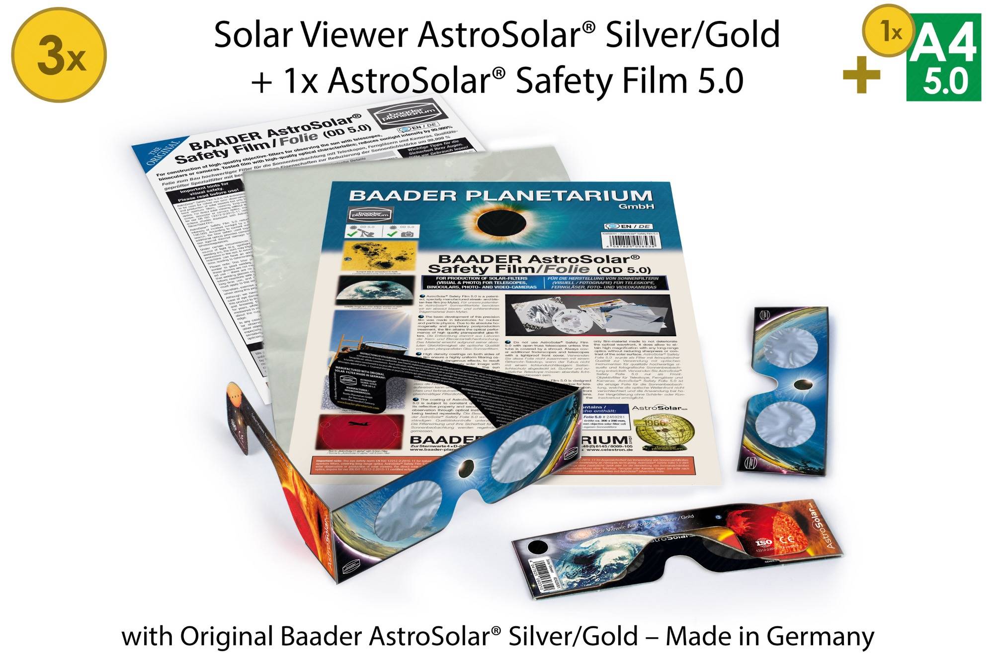 Bundle: AstroSolar Safety Film e Solare Viewers Filtro Solare (Luce Bianca)