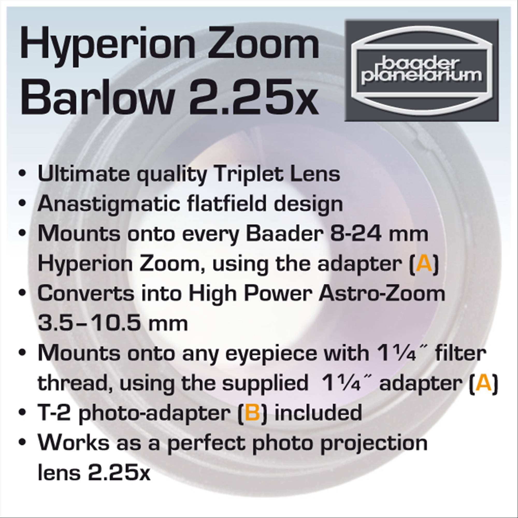 Barlow Lens Hyperion® Zoom (2.25x ) Accessorio Ottico