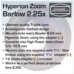 Barlow Lens Hyperion® Zoom (2.25x ) Accessorio Ottico