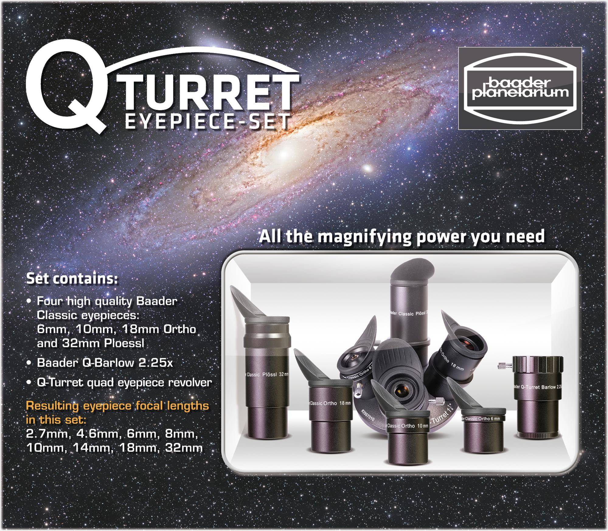 Q-Turret Oculare Set (Oculare revolver, 3x Classic Ortho, 1x Classic Plössl, 1x Q-Barlow 2.25x) Accessorio Ottico