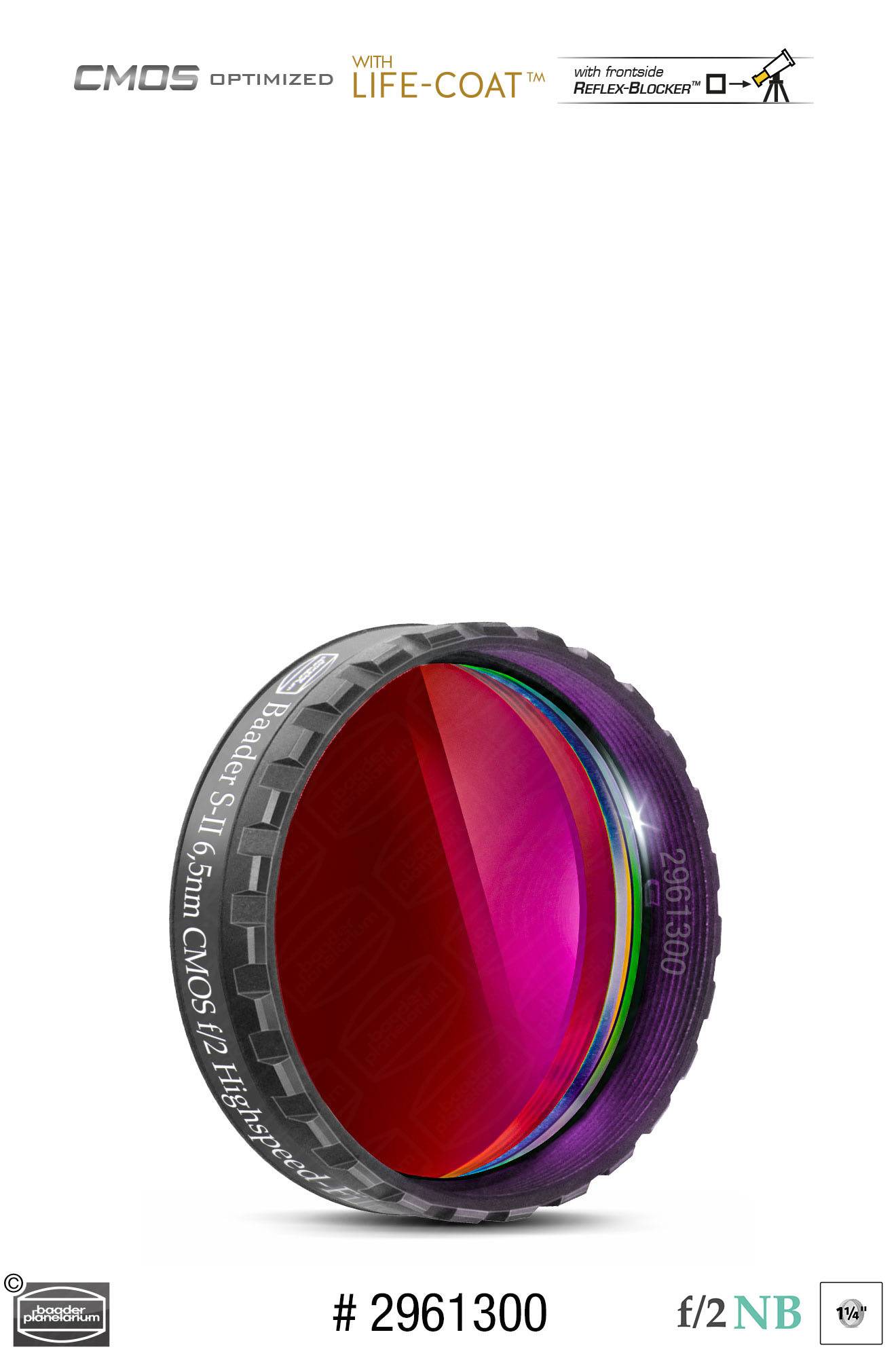 Baader S-II f/2 Highspeed-Filtri (6.5nm) CMOS-ottimizzato Filtro a Banda Stretta (Nebulare)