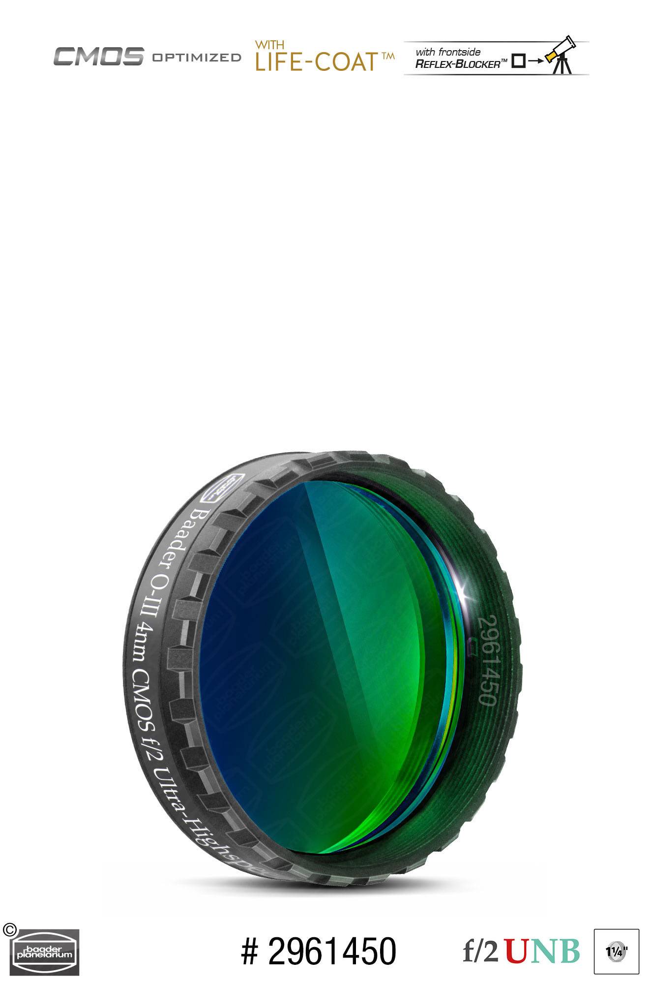 Baader O-III f/2 Ultra-Highspeed-Filtri (4nm) CMOS-ottimizzato Filtro a Banda Stretta (Nebulare)