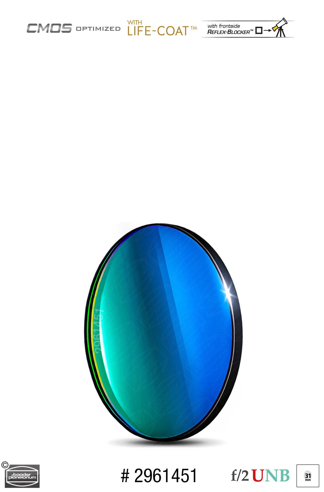 Baader O-III f/2 Ultra-Highspeed-Filtri (4nm) CMOS-ottimizzato Filtro a Banda Stretta (Nebulare)
