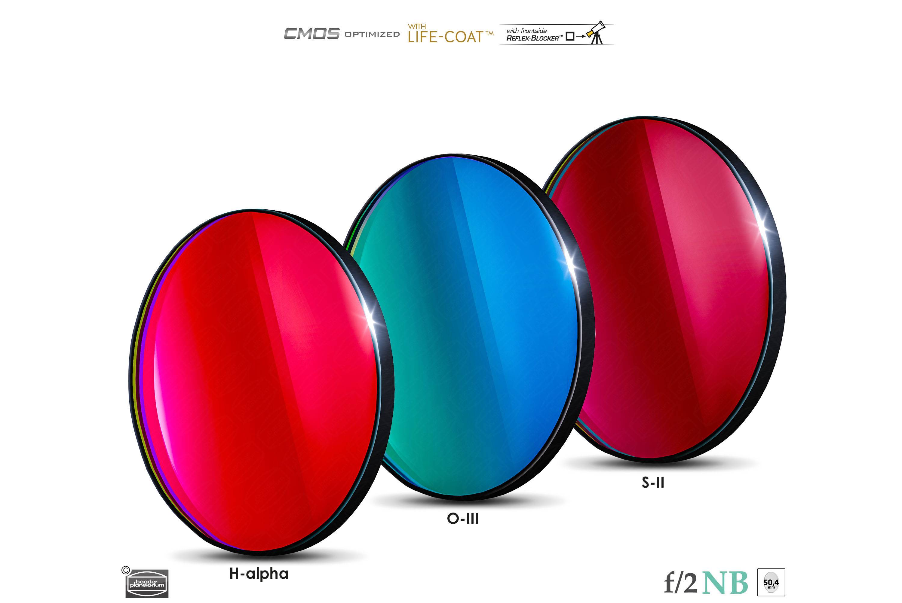 Baader 6.5nm f/2 Highspeed Filtro-Set CMOS-ottimizzato (H-alpha / O-III / S-II) Filtro a Banda Stretta (Nebulare)