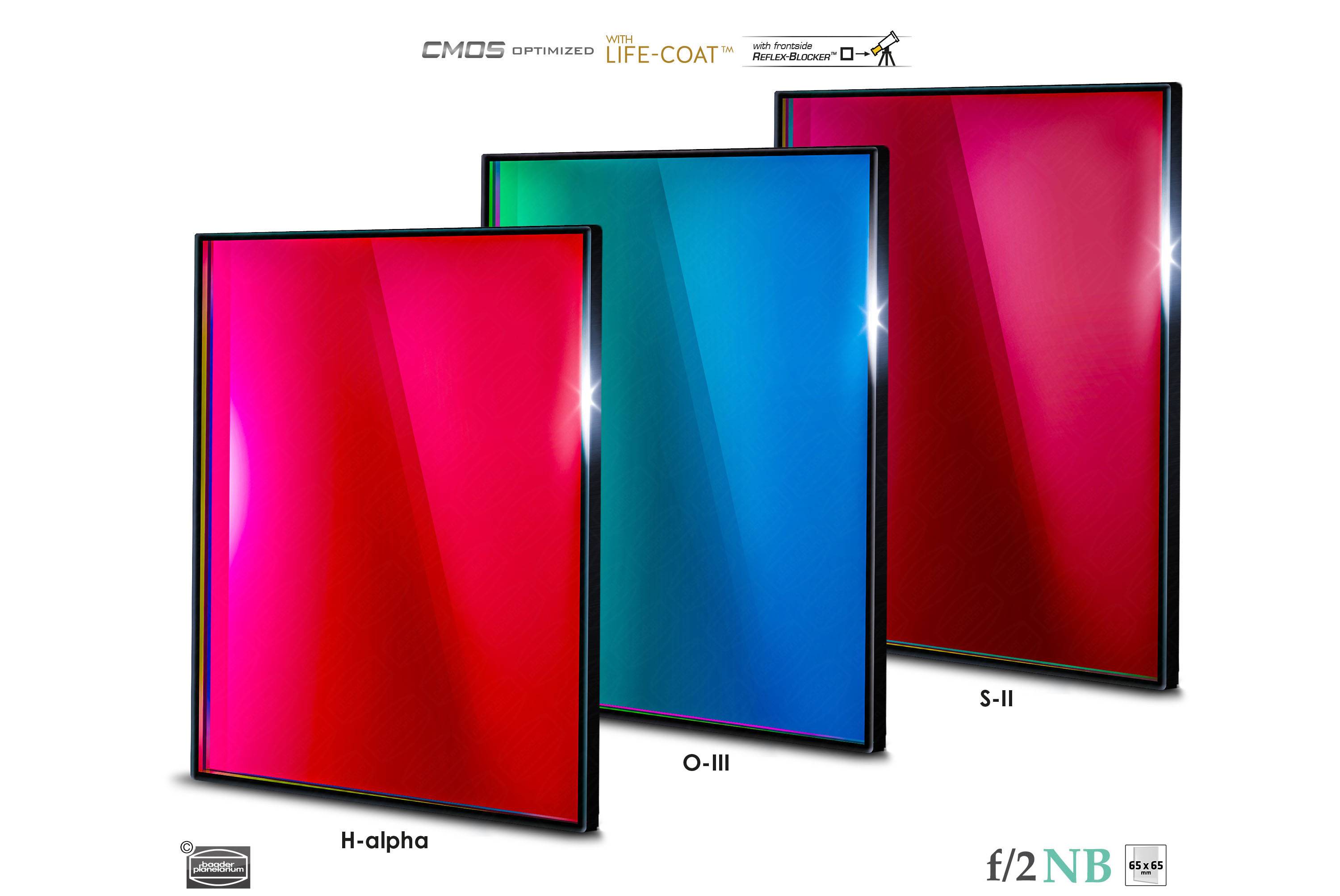 Baader 6.5nm f/2 Highspeed Filtro-Set CMOS-ottimizzato (H-alpha / O-III / S-II) Filtro a Banda Stretta (Nebulare)