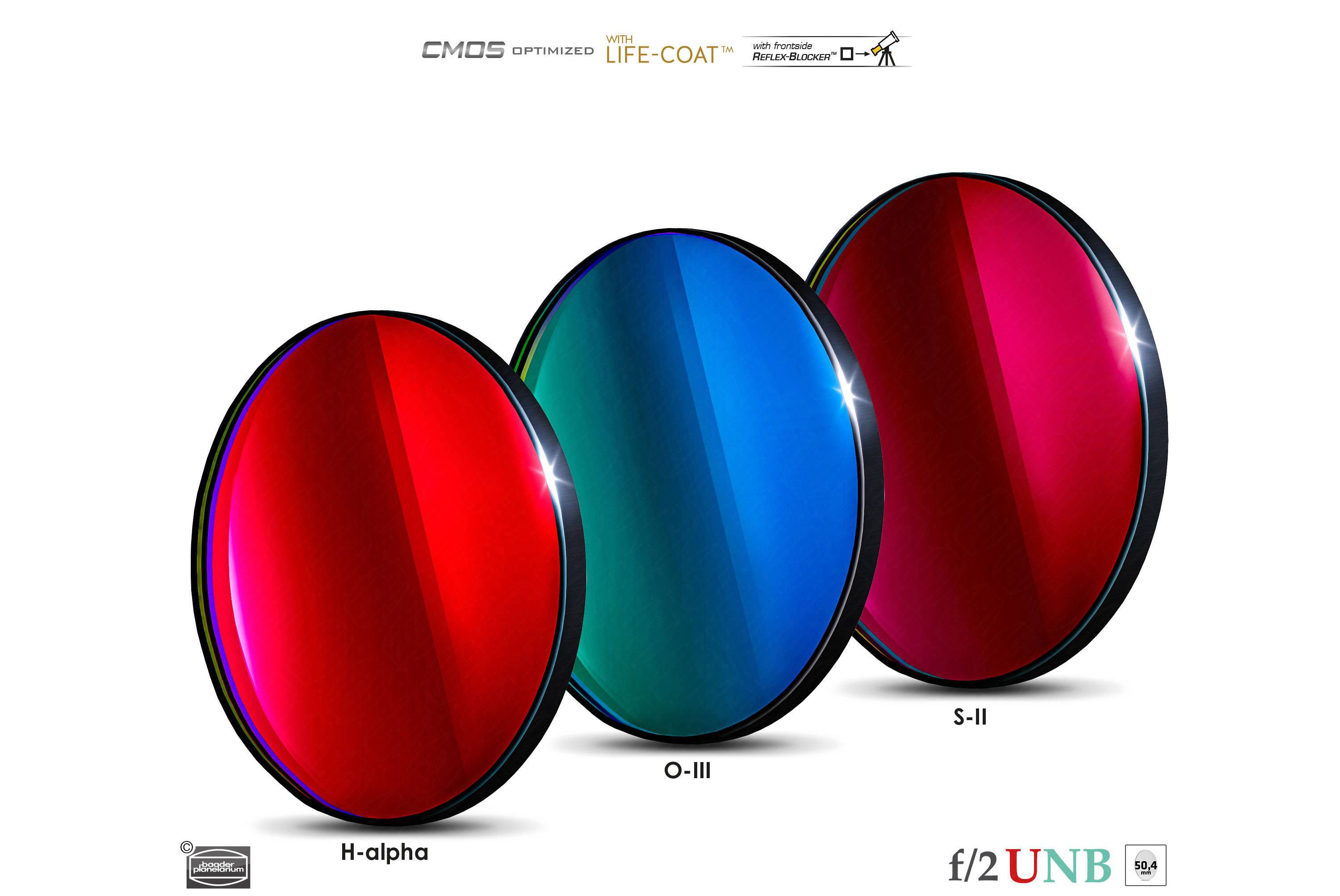 Baader 3.5 / 4nm f/2 Ultra-Highspeed Filtro-Set CMOS-ottimizzato (H-alpha / O-III / S-II) Filtro a Banda Stretta (Nebulare)