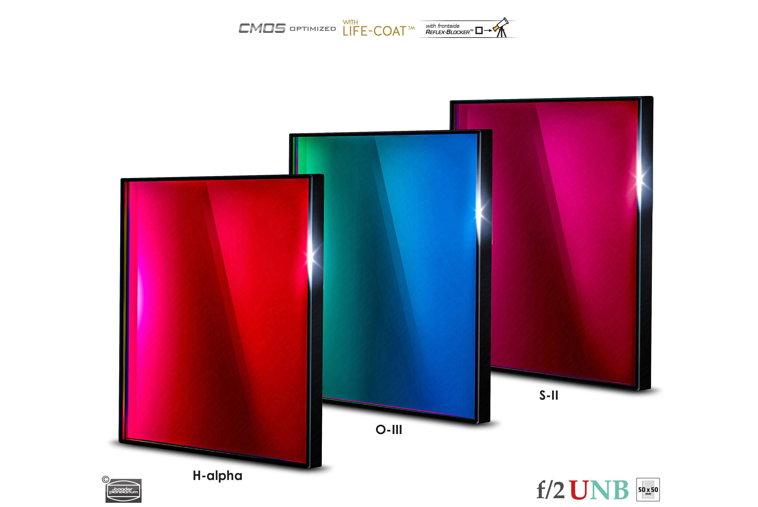Baader 3.5 / 4nm f/2 Ultra-Highspeed Filtro-Set CMOS-ottimizzato (H-alpha / O-III / S-II) Filtro a Banda Stretta (Nebulare)