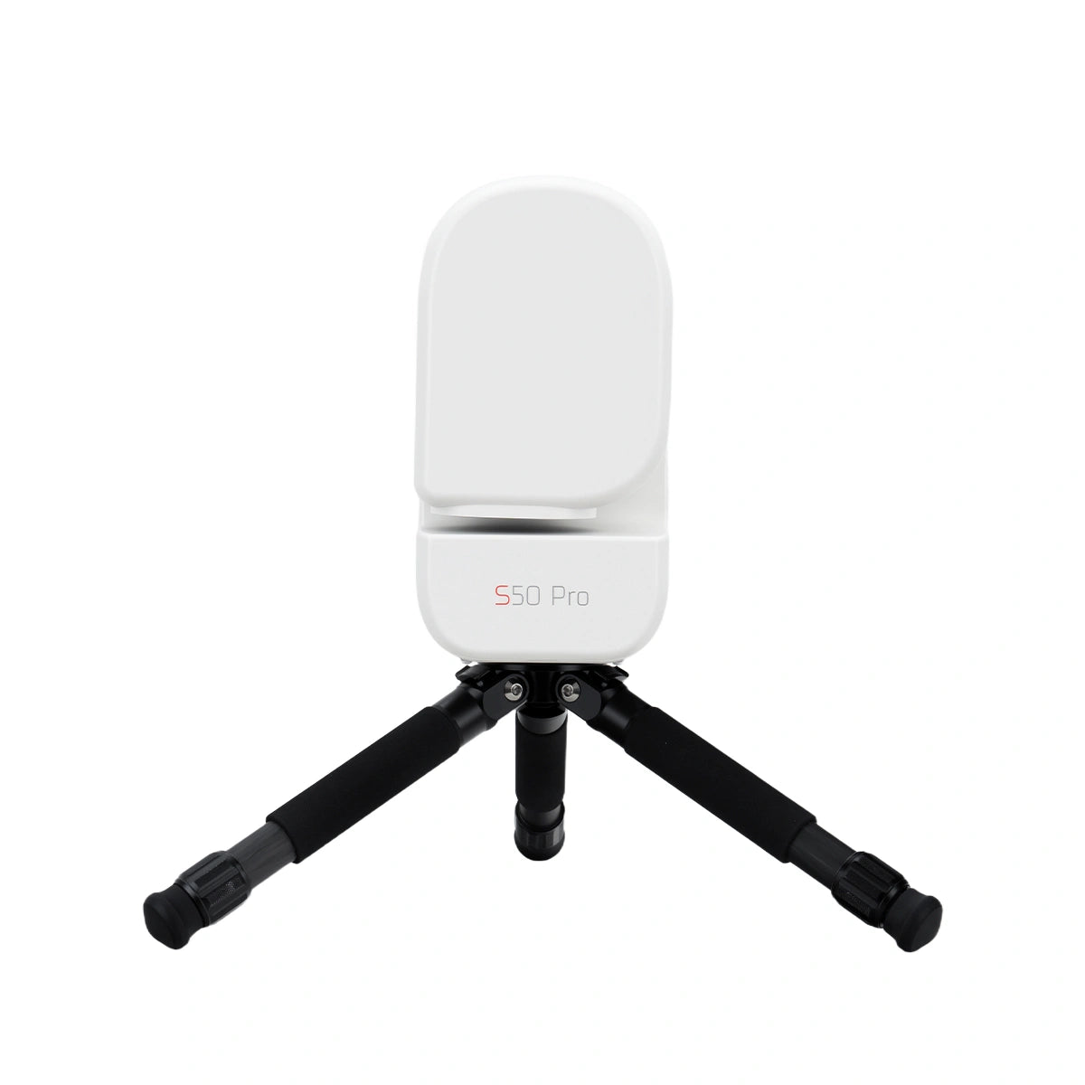 ZWO Seestar S50 Pro: vista posteriore con logo S50 Pro e braccio motorizzato sul treppiede
