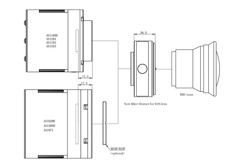 ZWO cassetto porta filtri adattatore filtri per obiettivi canon per collegare accessori fotografici o astronomici