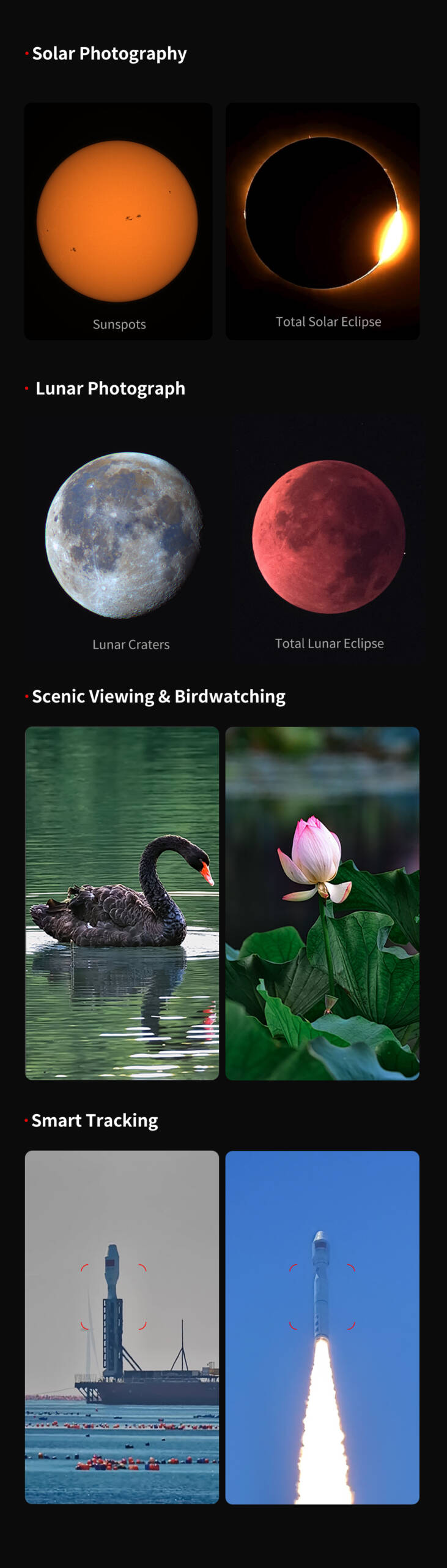 ZWO Seestar S50 Pro: dettagli della superficie lunare e del Sole ripresi dal telescopio