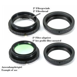 Adattatore per obiettivi EF su Canon EOS R con portafiltro da 2" per riprese astronomiche o microscopia digitale