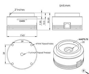 ZWO ASI178MM astrocamera mono USB 3.0 con sensore CMOS da 8,82 mm per riprese astronomiche o microscopia digitale