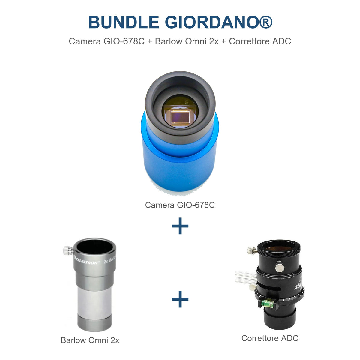Bundle Planetario GIORDANO® GIO-678C + Barlow 2x + Correttore ADC ZWO