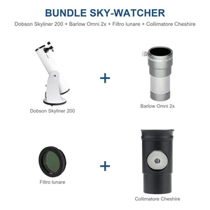 Bundle Sky-Watcher Dobson Skyliner 200 Classic + Barlow 2x + Filtro Lunare + Collimatore