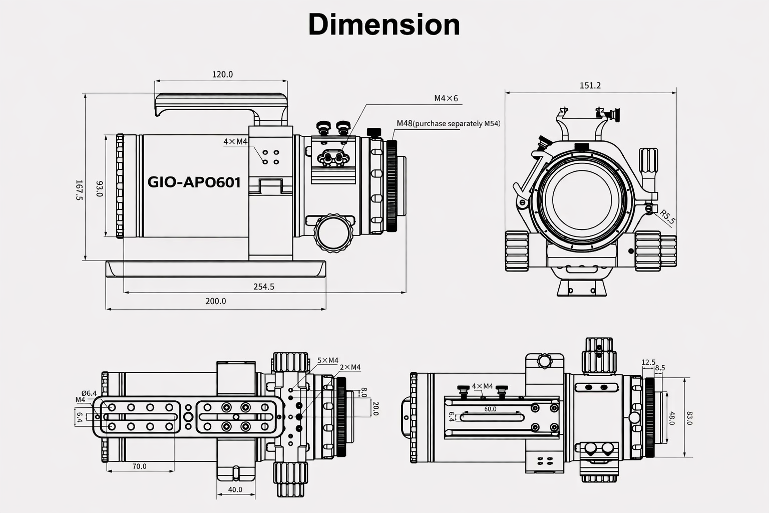 Giordano APO601 telescopio apo 60mm f 4 66 full frame per astrofotografia