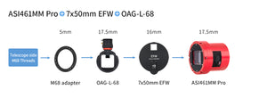 ZWO OAG l 68 guida fuori asse large con attacco M68 per full frame per autoguida e puntamento del telescopio