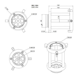 ZWO PE160 prolunga colonna pier extension per AM5 per inseguimento e supporto stabile del telescopio