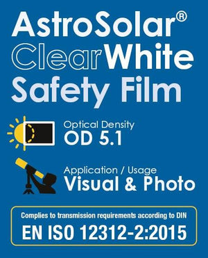 AstroSolar® ClearWhite Safety Film OD 5.1 (100x50, 117x117cm) Filtro Solare (Luce Bianca)