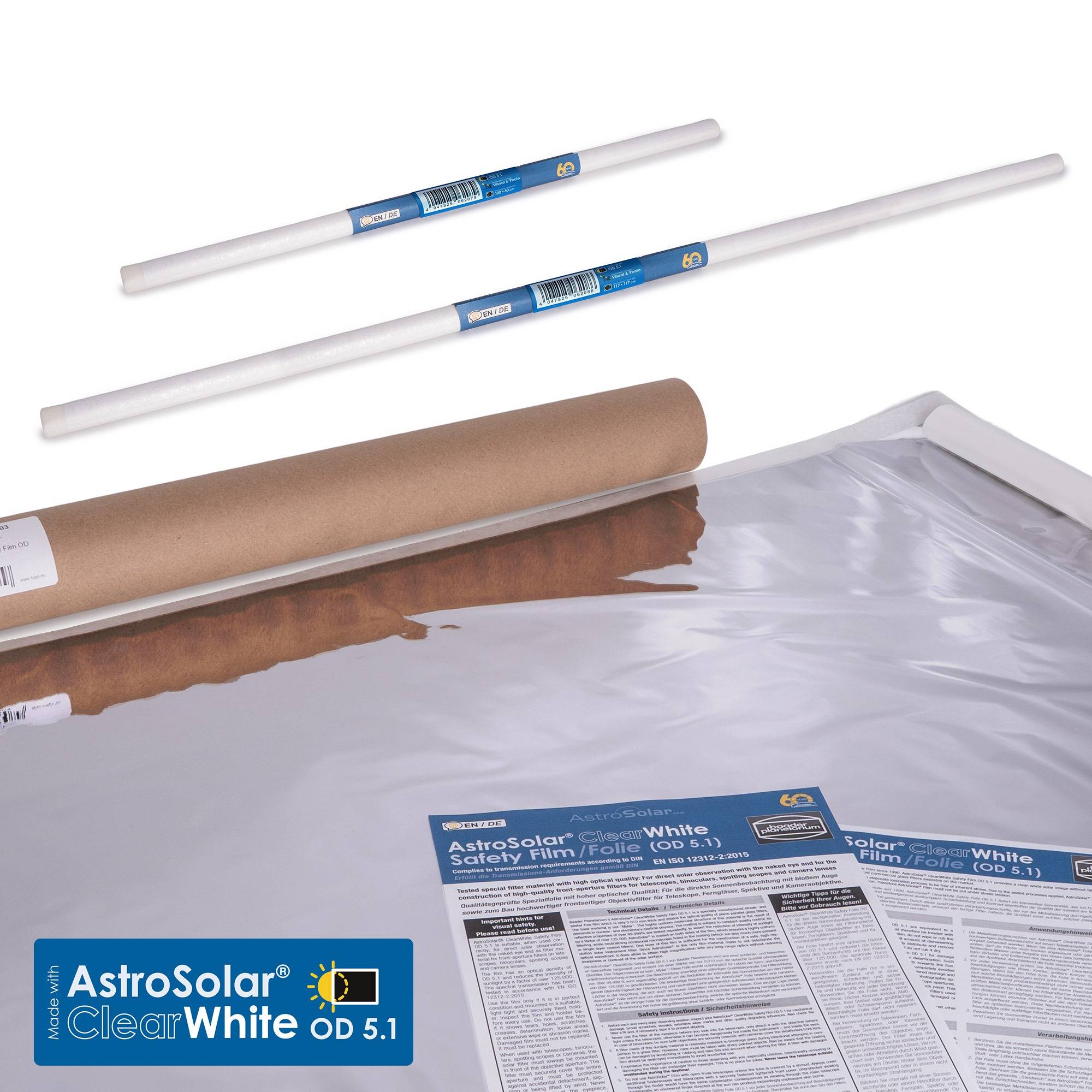 AstroSolar® ClearWhite Safety Film OD 5.1 (100x50, 117x117cm) Filtro Solare (Luce Bianca)