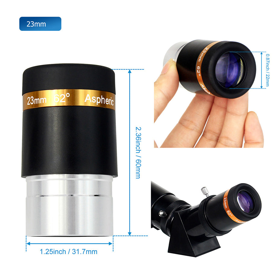 Take TK-OC23MM oculare asferico da 23 mm a 62 gradi da 1,25 pollici