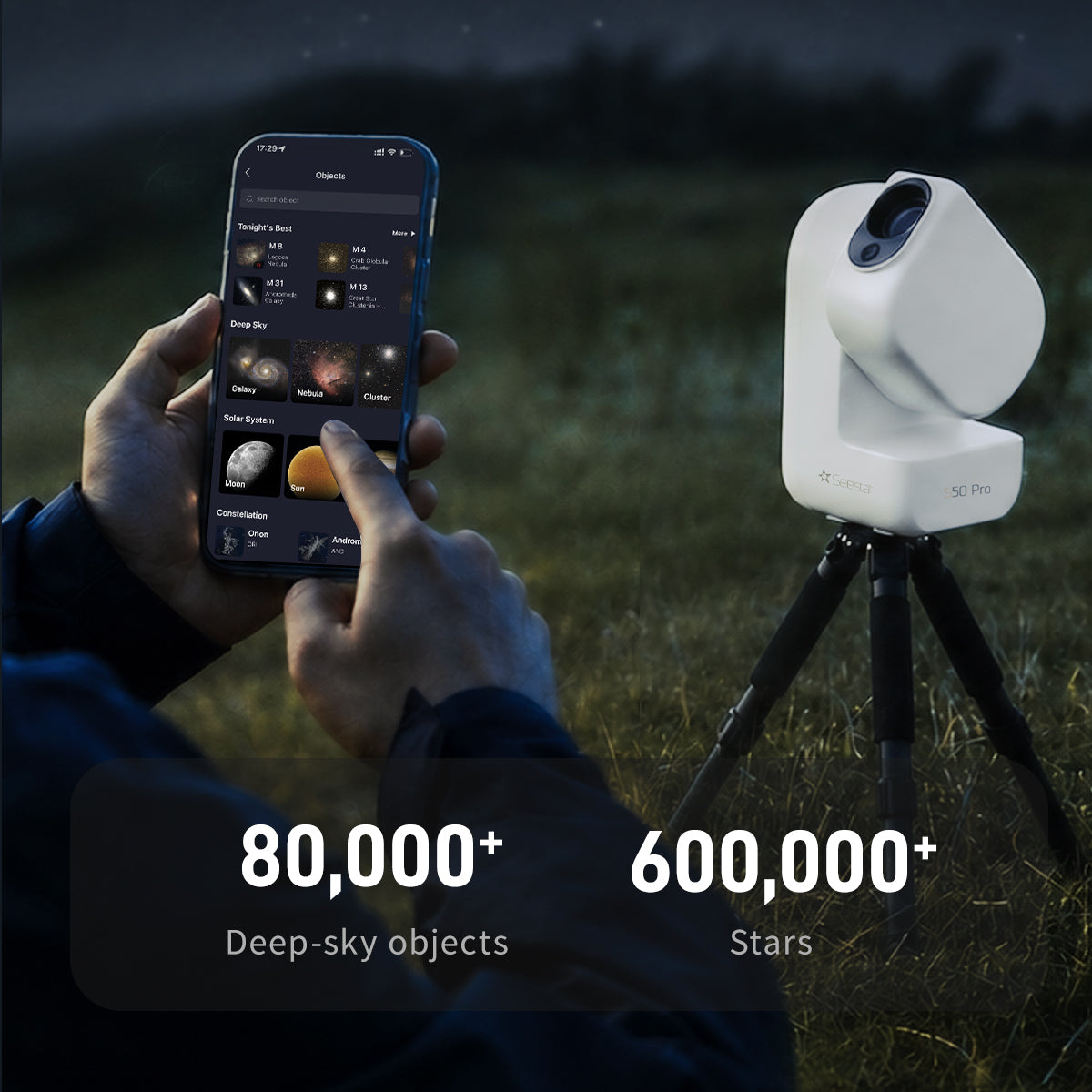 ZWO Seestar S50 Pro: database di oggetti celesti e puntamento automatico con un tocco