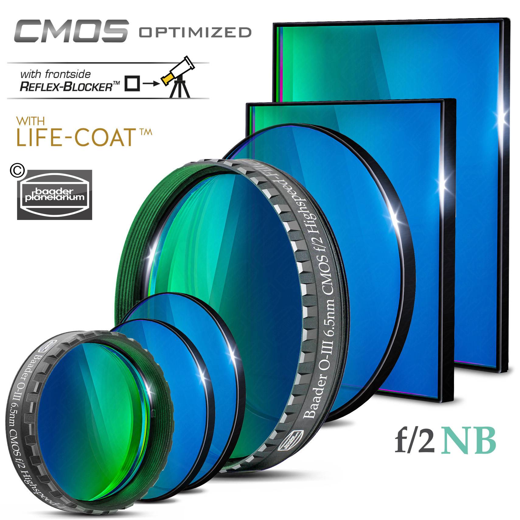 Baader O-III f/2 Highspeed-Filtri (6.5nm) CMOS-ottimizzato Filtro a Banda Stretta (Nebulare)