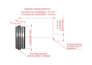 Telecompressor 2" H-alpha 0.4x Research Grade, per Solare Spectrum Osservazione Solare H-Alpha