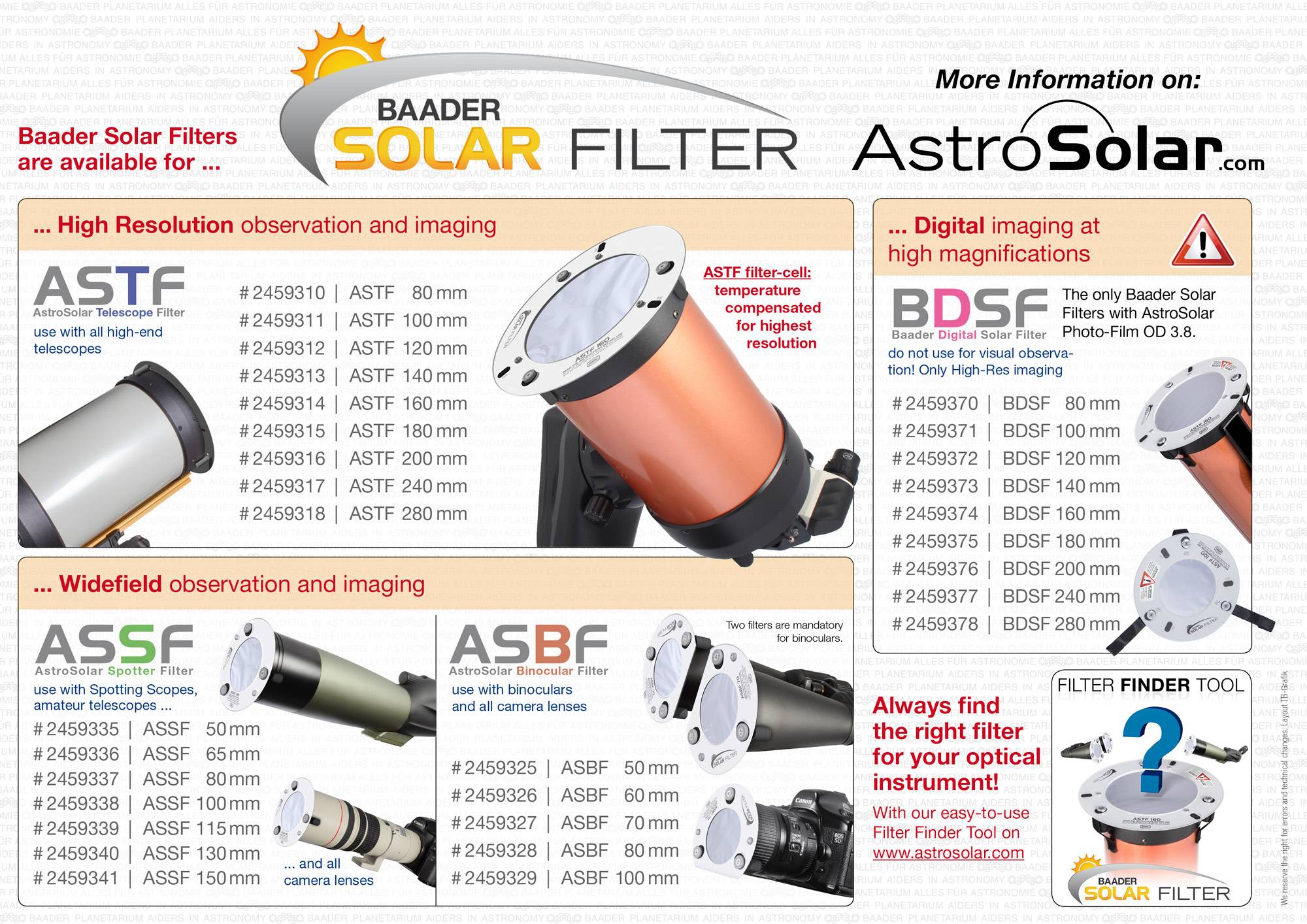BDSF: OD 3.8 Baader Digital Solare Filtro (80mm - 280mm) Filtro Solare (Luce Bianca)