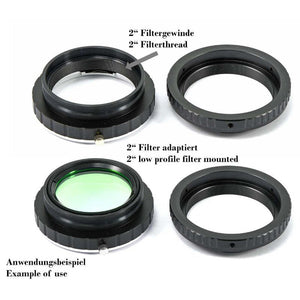 Adattatore per obiettivi EF su Canon EOS R con portafiltro da 2" per riprese astronomiche o microscopia digitale