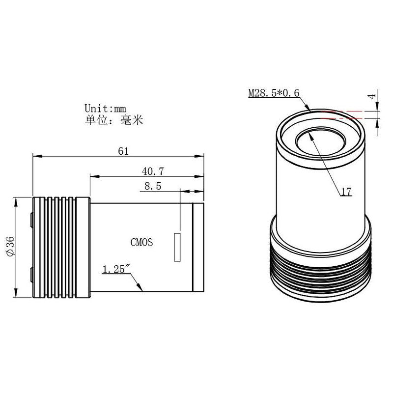 ZWO ASI120MM Mini fotocamera monocromatica per riprese astronomiche, guida o imaging