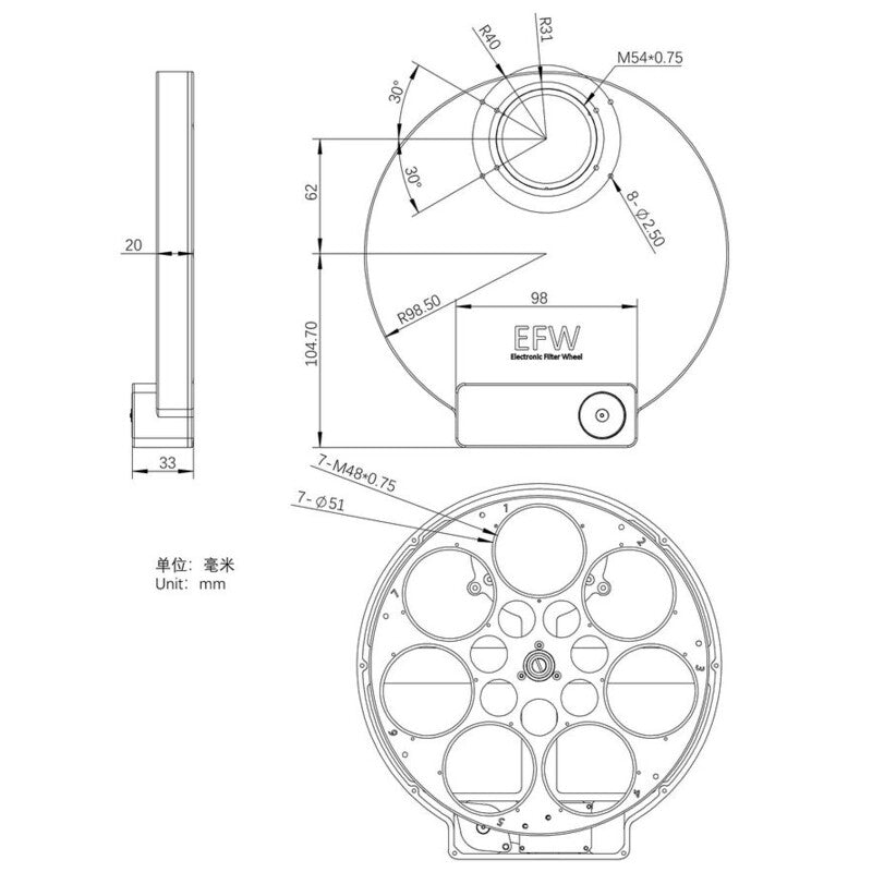 ZWO EFW 7x2 ruota portafiltri motorizzata