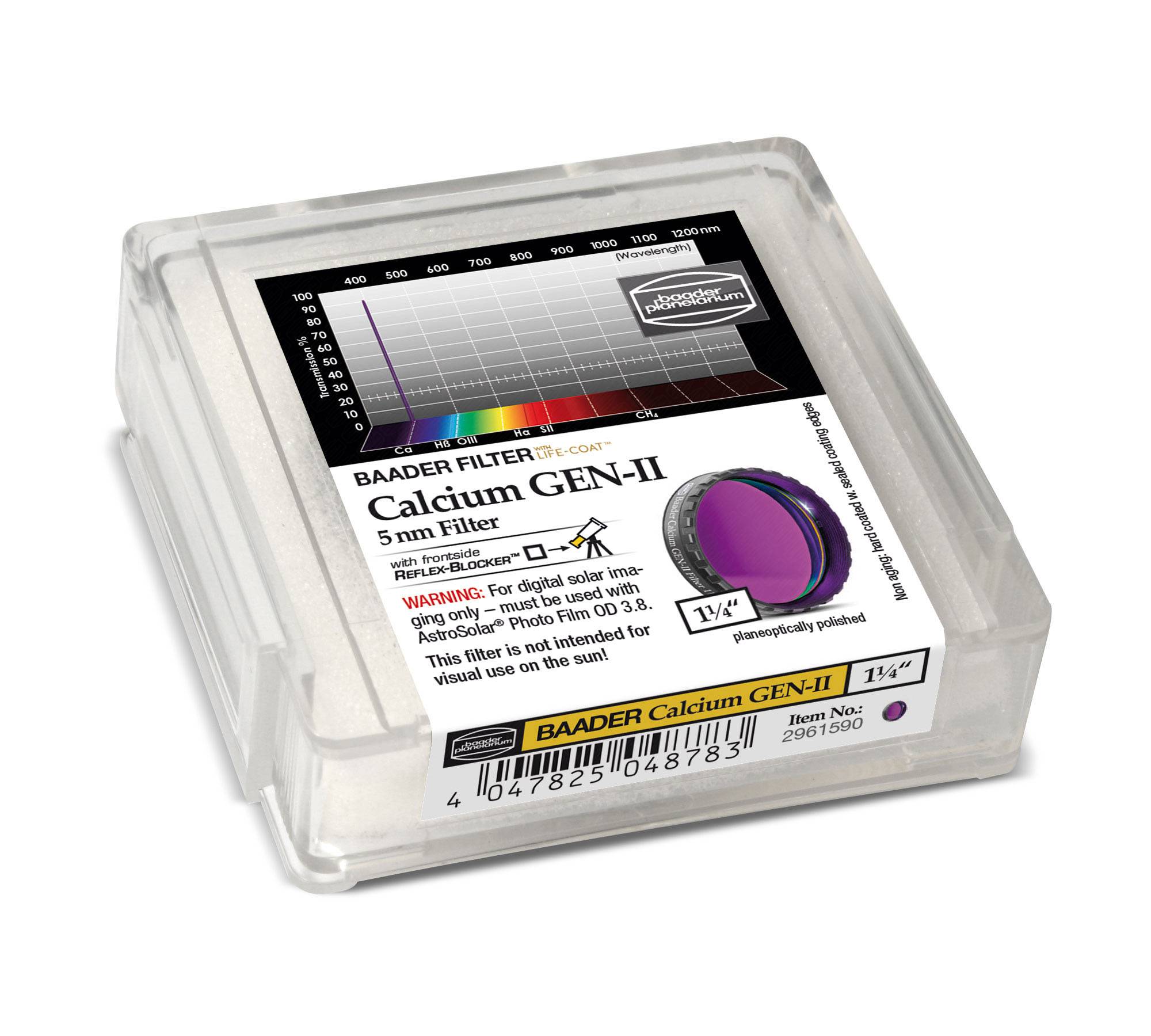 Calcium GEN-II Filtro 1¼" (incl. AstroSolar Photo Film OD 3.8, A4) Filtro Visuale e Fotografico